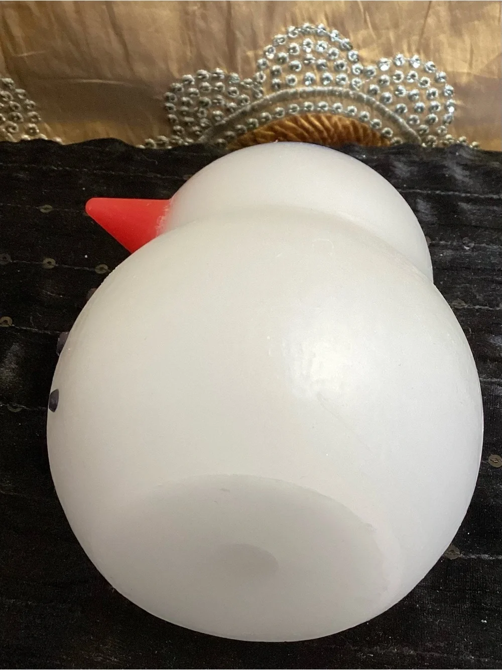 IKEA Blue and White Snowman Unscented Candle with Red Beak 4 3/4